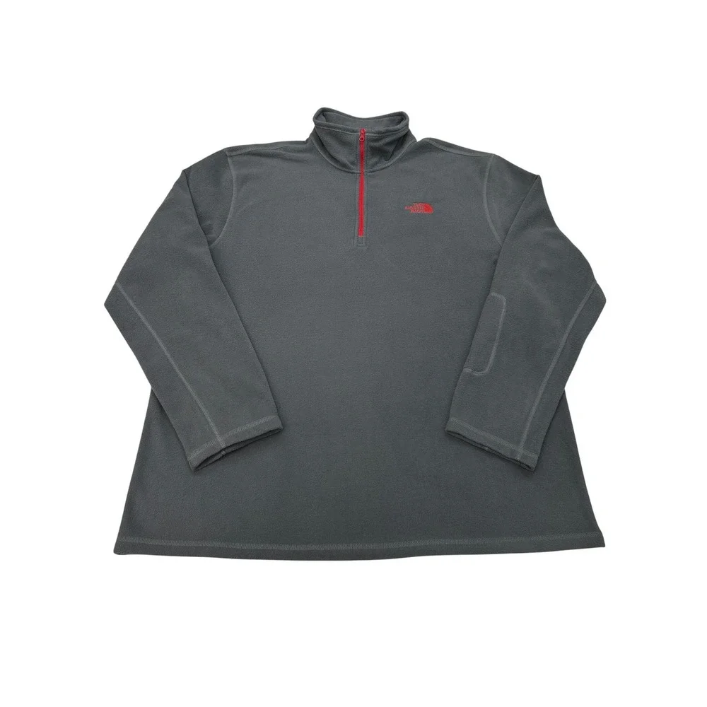North‎ Face Quarter Zip Fleece Mens XL Gray Red Pullover Outdoor Hiking Gorpcore